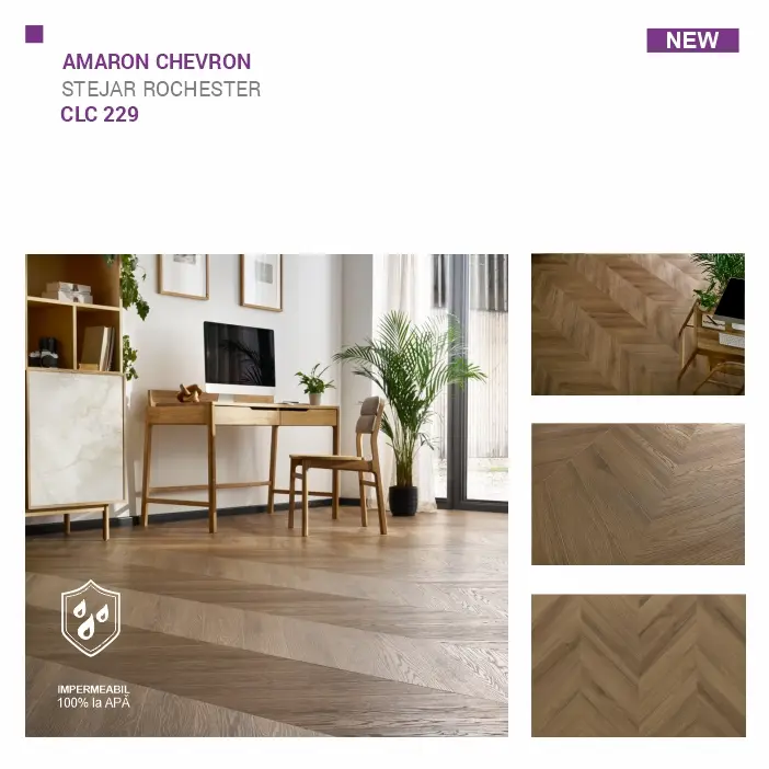 Pardoseala SPC ARBITON colecția Amaron Chevron, STEJAR ROCHESTER, CLC 229