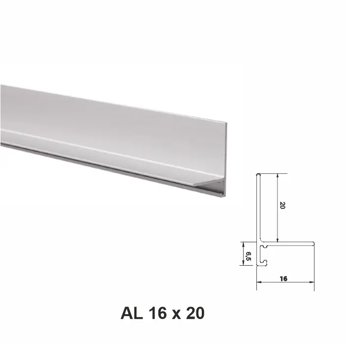 AL 16x20, mini plintă pentru pardoseli, Silver Matt, 2.5m