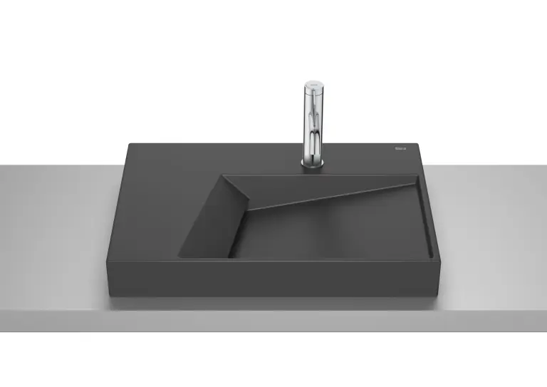 Lavoar pe blat Roca Horizon Geometric 600x420 Black Mat A32727608B