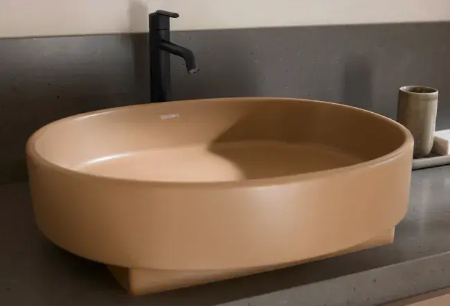 Lavoar pe blat Duravit Balcoon 55x45 Clay Terra Matt by Patricia Urquiola