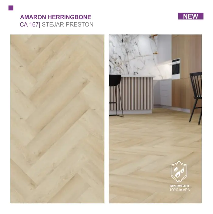 Pardoseala SPC ARBITON colecția Amaron Herringbone, Stejar Preston, CA 167
