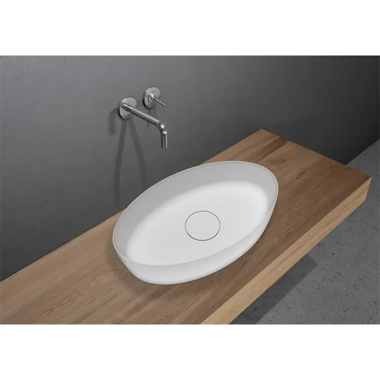 Lavoar pe blat Solid Surface Riho Thin Oval 58x35