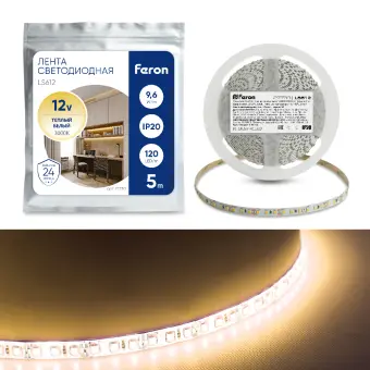 FN banda led 9,6w/m, 12v,3000k