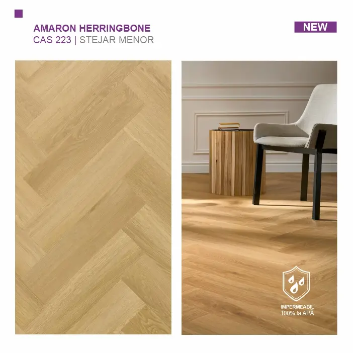 Pardoseala SPC ARBITON colecția Amaron Herringbone EIR, STEJAR MENOR, CAS 223