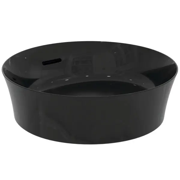 Lavoar pe blat tip bol Ideal Standard Atelier Ipalyss Rotund 40cm cu preaplin Negru Lucios E1413V2