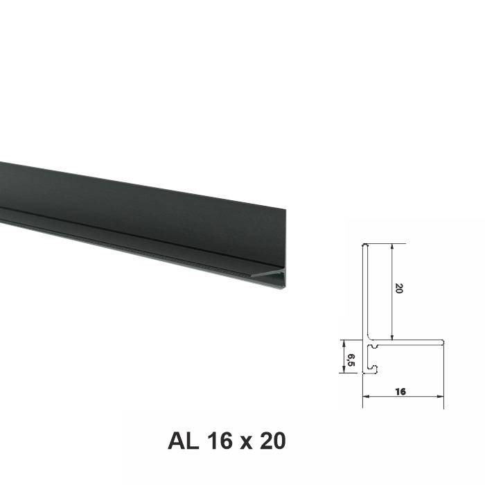 AL 16x20, mini plintă pentru pardoseli, Black Matt, 2.5m