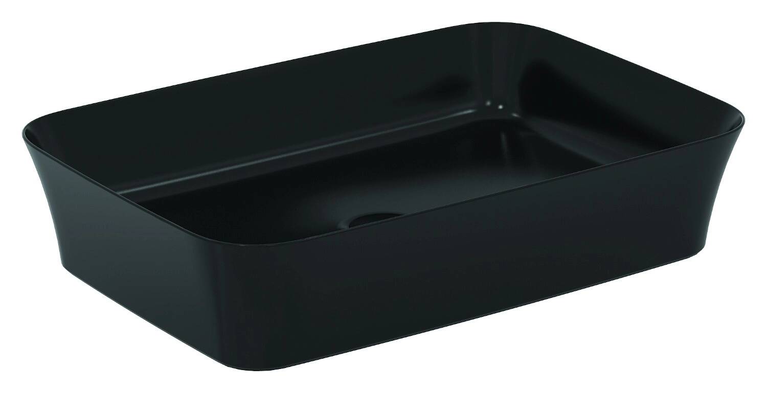 Lavoar pe blat tip bol Ideal Standard Atelier Ipalyss 55x38cm fara preaplin Negru Mat (E2076V3)