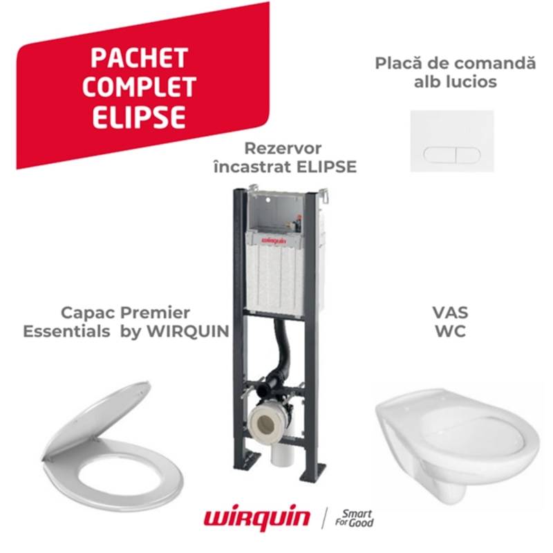 Set WC suspendat Wirquin Elipse+clapeta+vas WC ROCA+capac(50950179)